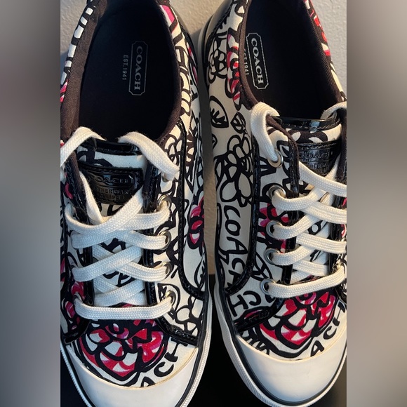 NIB Coach Poppy Sneakers Leather Trim Sz 9.5 - Picture 9 of 13